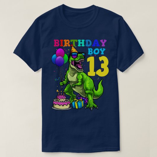 第13誕生日誕生日少年13恐竜 Tシャツ (デザイン正面)