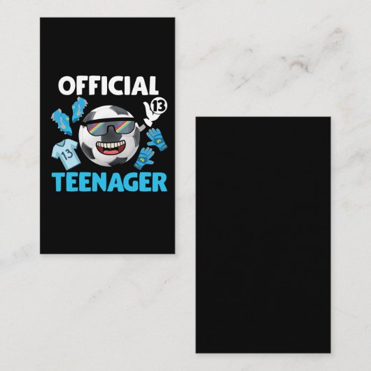 第13誕生日10代の若者サッカー選手 名刺 (正面/裏面)