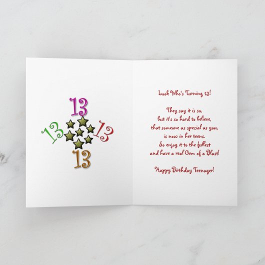 第13誕生日（宝石） カード (内部)