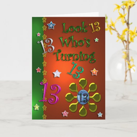 第13誕生日（宝石） カード (黄色い花)