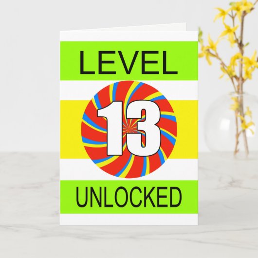 第13誕生日Computer Gamer カード (黄色い花)