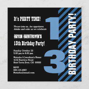 第1310代の誕生日ブモダンルーストライプA03 招待状