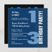 第1310代の誕生日モダンネイビーブルースターズG401 招待状 (正面/裏面)