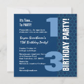 第1310代の誕生日モダンネイビーブルースターズG401 招待状 (正面)