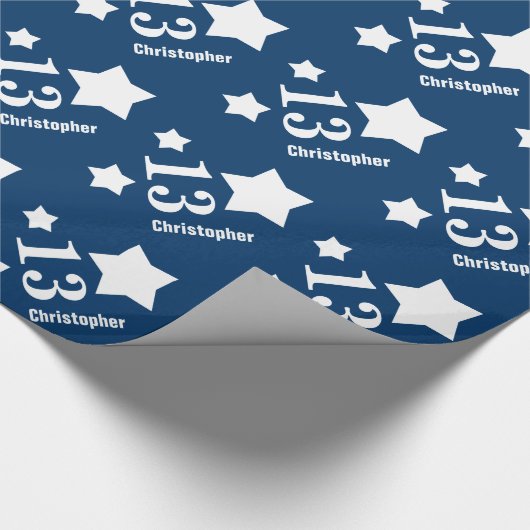 第13 10代のな誕生日は名前をカスタムするV01の青を主演します ラッピングペーパー (角)