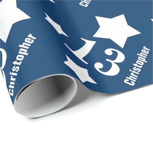 第13 10代のな誕生日は名前をカスタムするV01の青を主演します ラッピングペーパー (ロールコーナー)