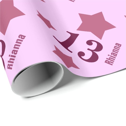 第13 10代のな誕生日は名前をカスタムするV19のピンクを主演します ラッピングペーパー (ロールコーナー)