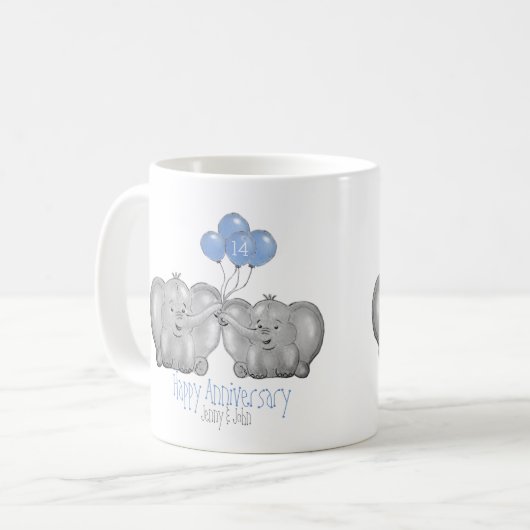 第14アイボリー結婚記念象贈与 コーヒーマグカップ (正面左)