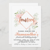 第14バラ金ゴールド誕生日招待状 招待状 (正面/裏面)