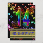 第14回バースデーパーティー招待（バブル） 招待状 (正面/裏面)