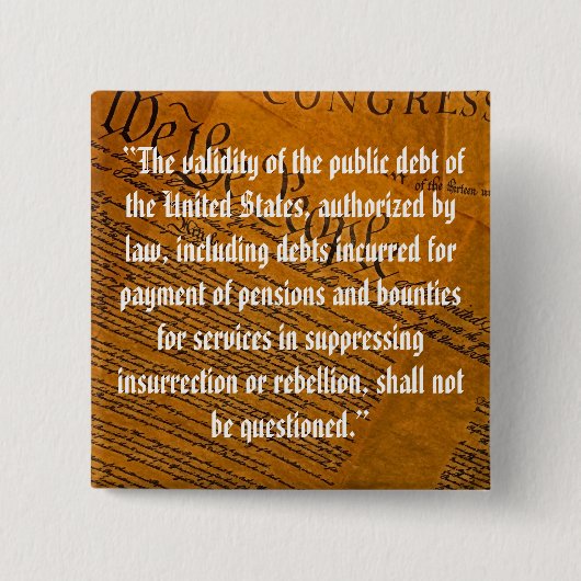 第14回修正公的債務 缶バッジ (正面)