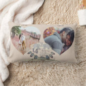 第14回結婚記念写真2枚ハート  ランバークッション (ブランケット)