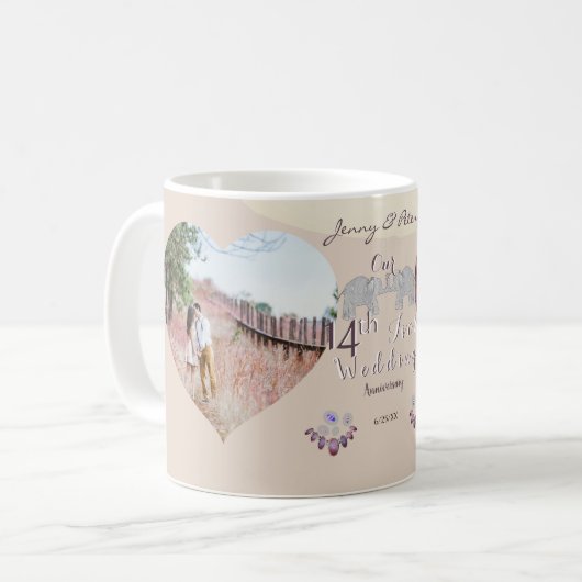 第14回記念結婚アイボリーコーヒーマグ コーヒーマグカップ (正面左)
