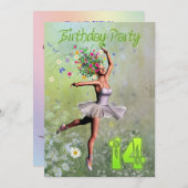 第14回誕生日パーティーの招待状 招待状 (正面/裏面)