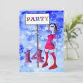 第14回誕生日パーティーの看板の招待状 招待状 (スタンド正面)