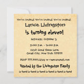 第14回誕生日パーテモダンィ金ゴールドと黒 招待状 (裏面)