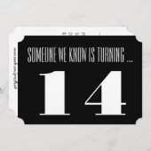 第14白黒誕生会の招待。 招待状 (正面/裏面)