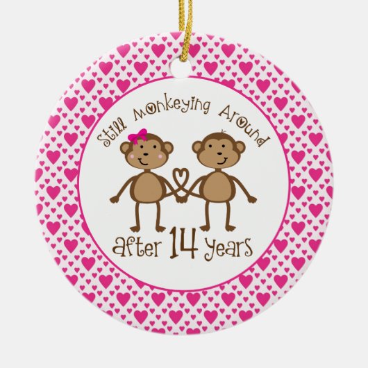 第14記念日猿愛オーナメント セラミックオーナメント (正面)
