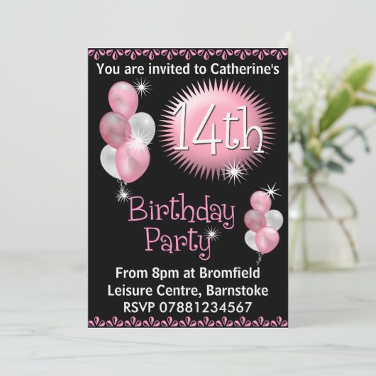 第14誕生日のパーティの招待状 招待状 (スタンド正面)