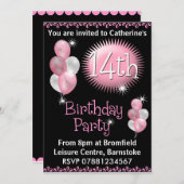 第14誕生日のパーティの招待状 招待状 (正面/裏面)