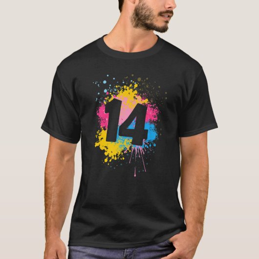 第14誕生日カラー絵を描ス・誕生日パーティー Tシャツ (正面)
