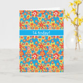 第14誕生日カードDitsyオレンジ色の花 カード (黄色い花)