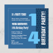 第14誕生日ネー10代のビーブモダンルースターズT7A 招待状 (正面/裏面)