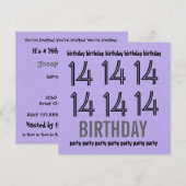 第14誕生日パーティ招待状水玉模様メタリック 招待状 (正面/裏面)