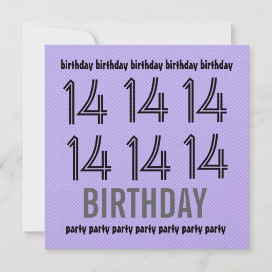 第14誕生日パーティ招待状水玉模様メタリック 招待状 (正面)