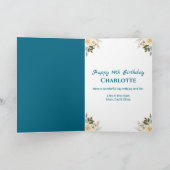 第14誕生日フォトコラージイエローフラワーティール(緑がかった色) カード (内部)