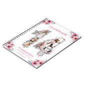 第14誕生日フォトコラージピンクフラワーゲストブック ノートブック (左側)