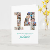第14誕生日第14号写真コラージュパーソナライズされた カード (黄色い花)