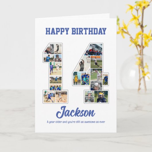 第14誕生日記念第14回写真コラージュ カード (黄色い花)