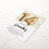 第14誕生日金ゴールド水玉模様招待状 箔招待状 (回転した状態)