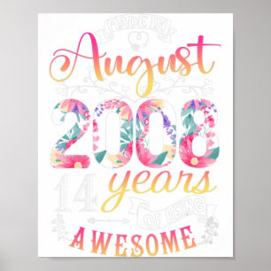 第14誕生日8月の女の子のための生まれ花の贈り物 ポスター