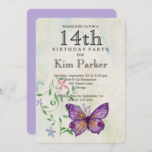 第14誕生日 招待状 (正面/裏面)