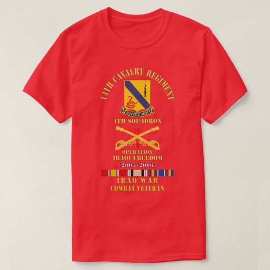 第14騎兵連隊 w 騎兵旅 第4中隊 オペレーション・イラク・フリーダム20 tシャツ (デザイン正面)