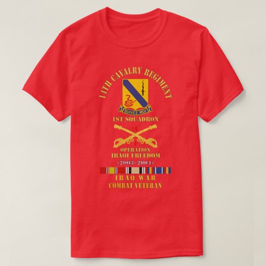 第14騎兵連隊Cav Br第1戦隊OIF 20 Tシャツ (デザイン正面)