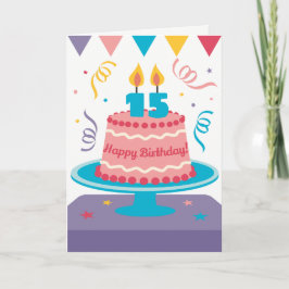 第15お誕生日ケーキ カード