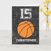 第15パーソナライズされた誕生日バスケットボール カード (黄色い花)