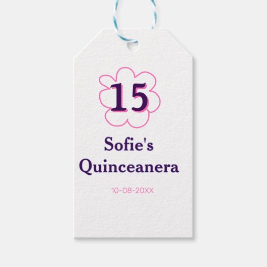 第15回キンセアニェラハッピーバースデーピンクパープルデート ギフトタグ (正面)