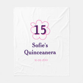 第15回キンセアニェラハッピーバースデーピンクパープルデート フリースブランケット