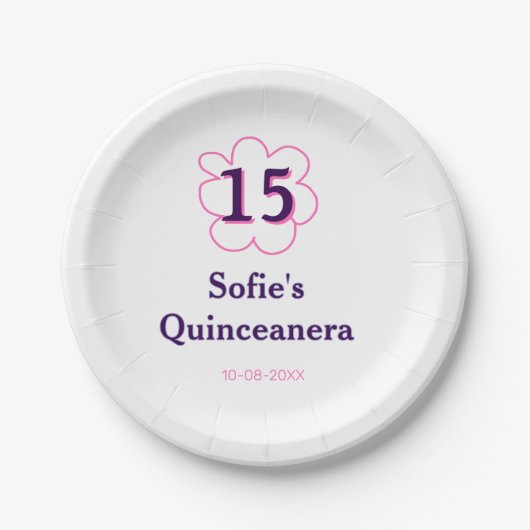 第15回キンセアニェラハッピーバースデーピンクパープルデート ペーパープレート (正面)