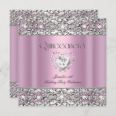 第15回キンセアニェラ誕生日パーティーピンクシルバー 招待状 (正面/裏面)