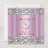第15回キンセアニェラ誕生日パーティーピンクシルバー 招待状 (正面)
