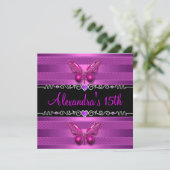 第15回バースデーパーティー紫ピンクバタフライ 招待状 (スタンド正面)