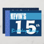 第15回ブルーバモダンースデ10代のィパーティーの招待 招待状 (正面/裏面)