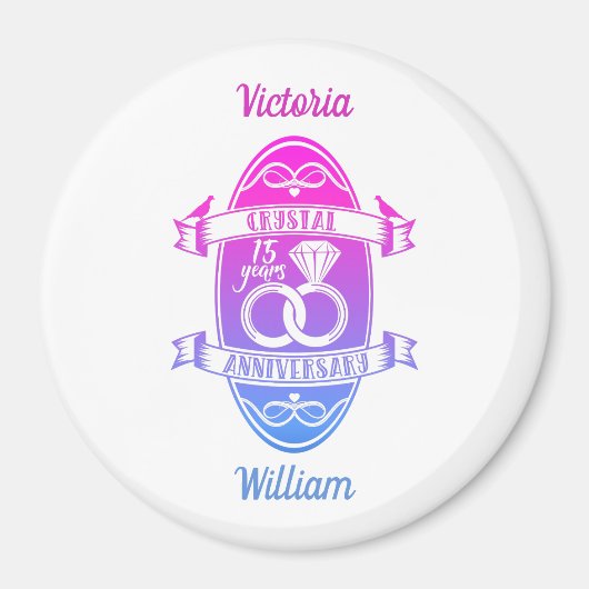 第15回伝統的結晶結婚記念日 マグネット (正面)