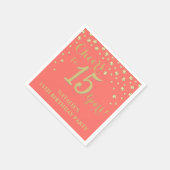 第15回誕生日パーティーサンゴと金ゴールドダイヤモンド·ナプキンズ スタンダードカクテルナプキン (角)