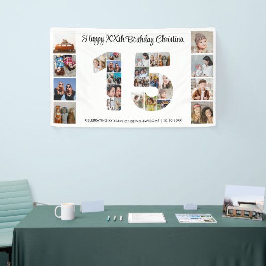 第15回誕生日パーティー第15回写真コラージュ 横断幕 (トレードショー)